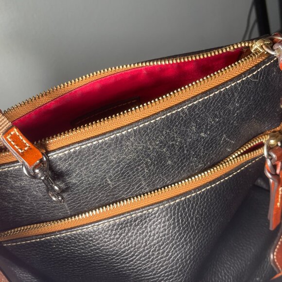 Dooney & Bourke Pebble Leather Satchel Black & Brown Trim - Picture 9 of 10